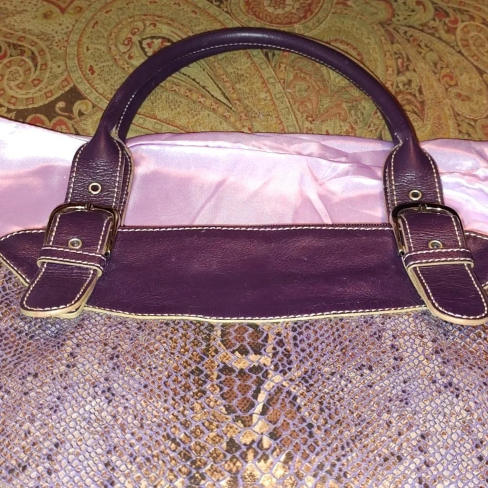 Sharif Studio Purple Snakeskin studded w/leopard print Shoulderbag. $279 Retail. - Picture 10 of 12